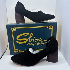 NIB SBICCA Women's Size 8 Volin Black Suede Leather Heeled Mule